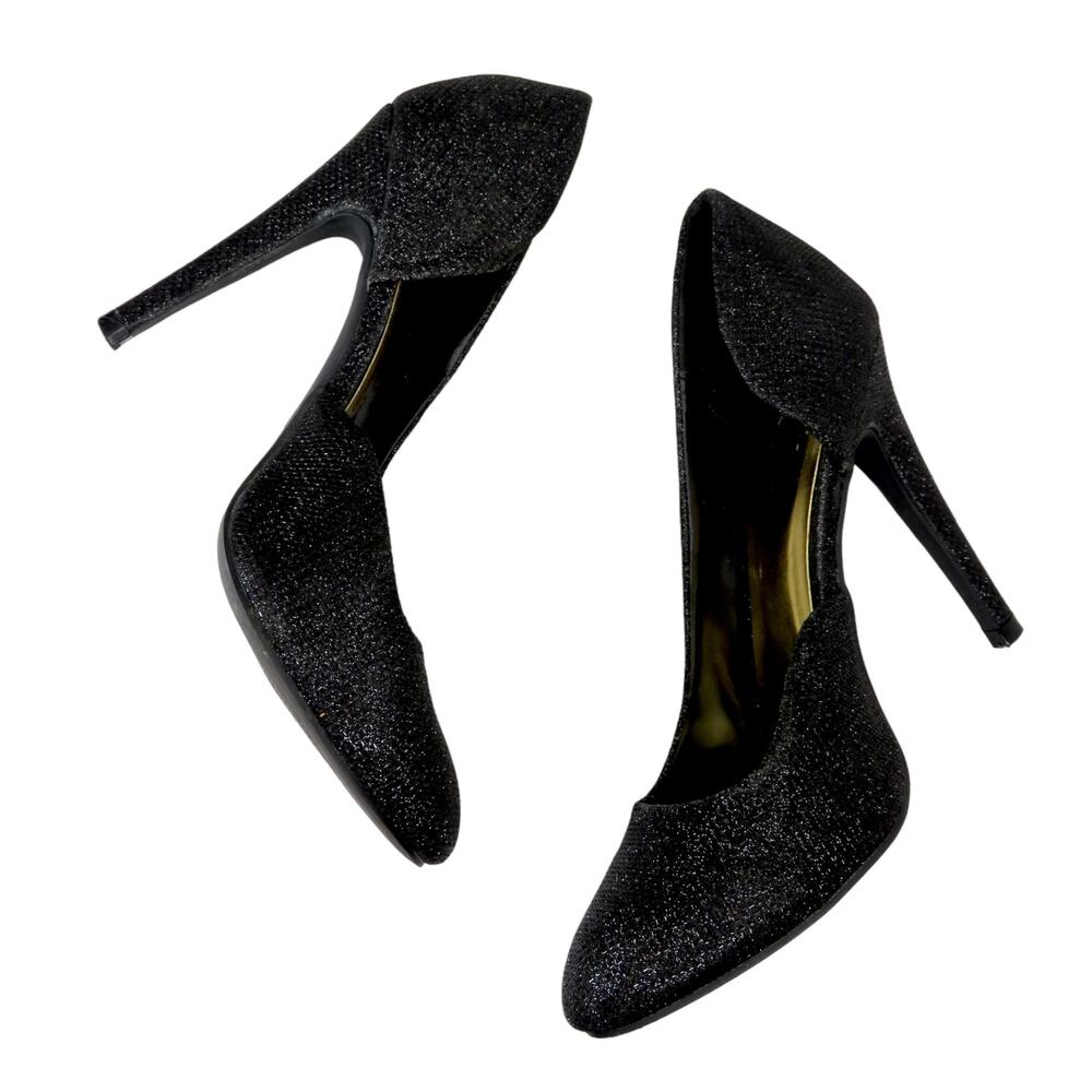 Qupid Black Sparkly Glitter Stiletto Pump Heels Size 7.5 - Picture 4 of 9
